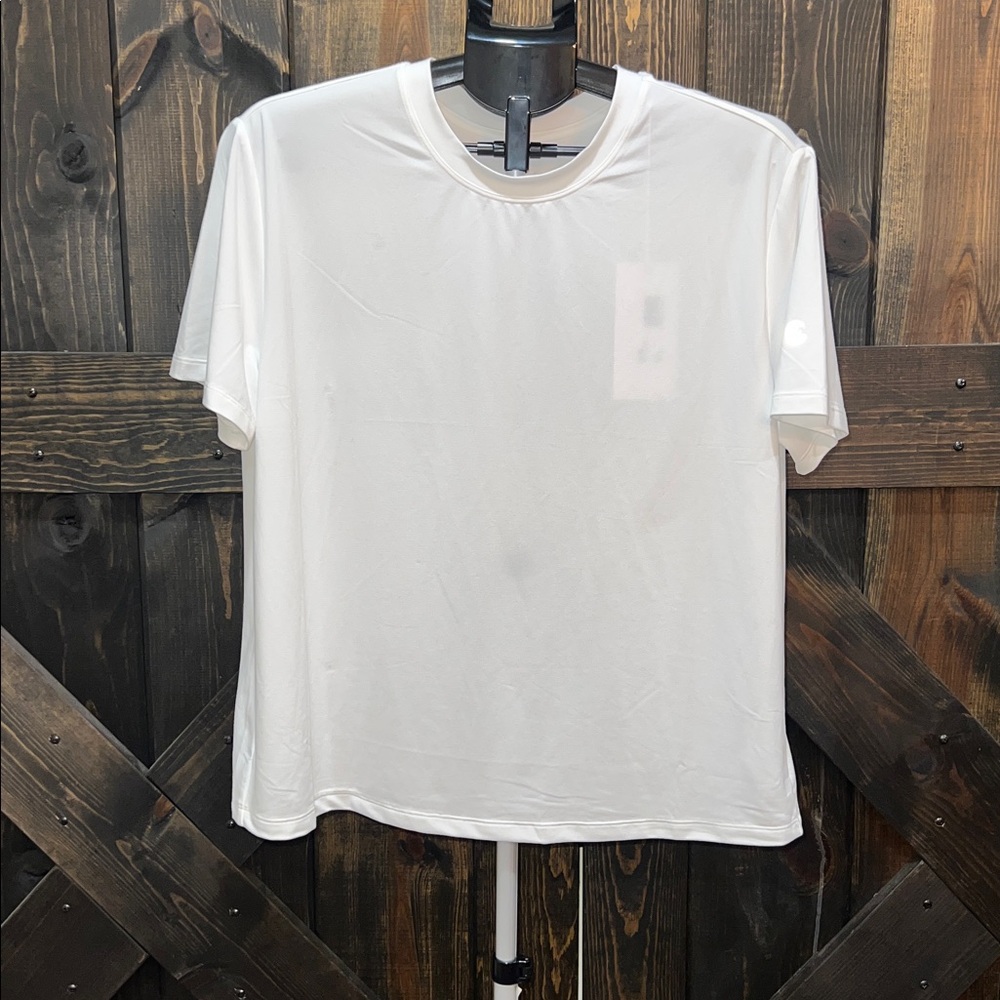 Calme by Johnny Was Top Size M White Tee Dropped Shoulder Active Athleisure Yoga